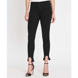 Frame Denim Le High Skinny Stiletto Raw Hem Size 25 Black Fish High Rise